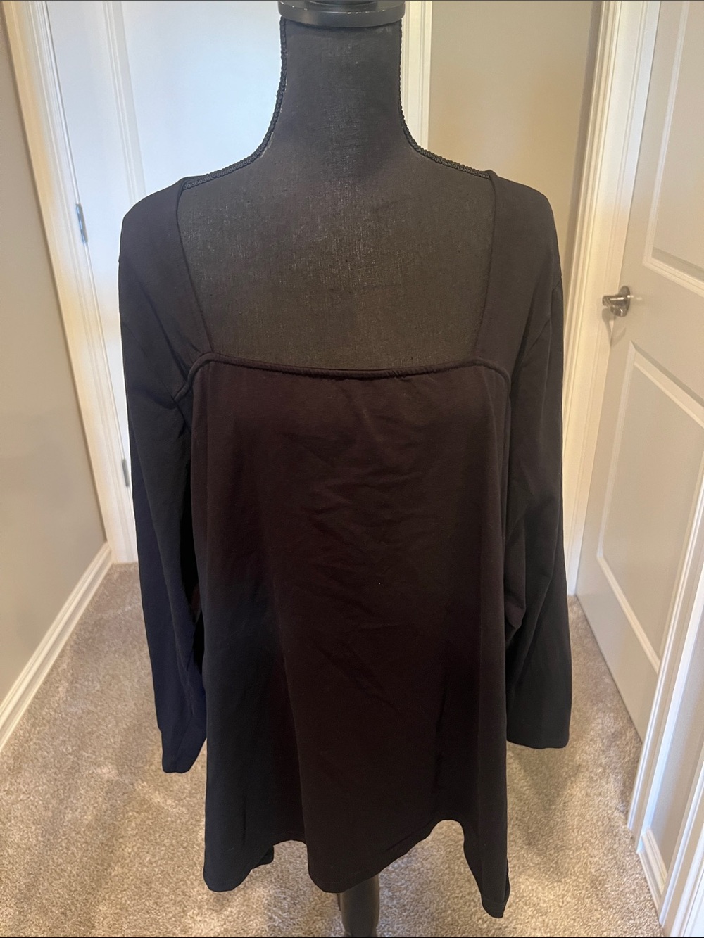 torrid Black Square Neck Long Sleeve Tee Top
